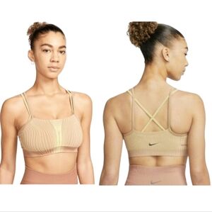 Nike Yoga Dri-Fit ADV Indy Athletic Sports Bra Tan Cream Yellow Small
